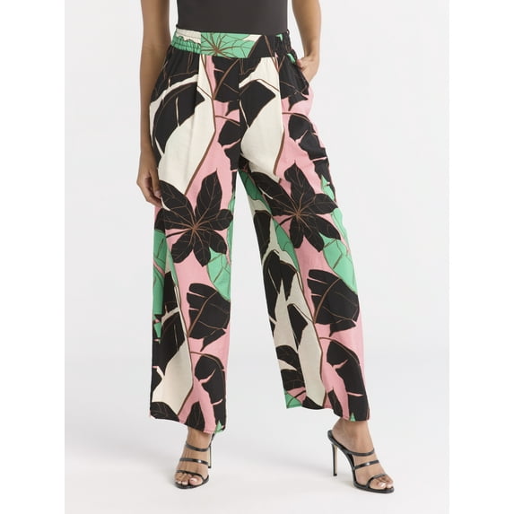 Sofia Jeans Women's and Women's Plus Drape Wide Leg Pants, 27" Inseam, Sizes XS-4X