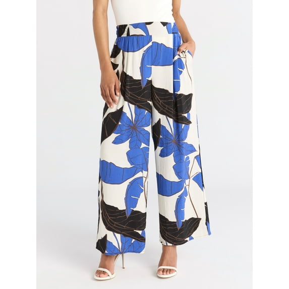 Sofia Jeans Women's and Women's Plus Drape Wide Leg Pants, 27" Inseam, Sizes XS-4X