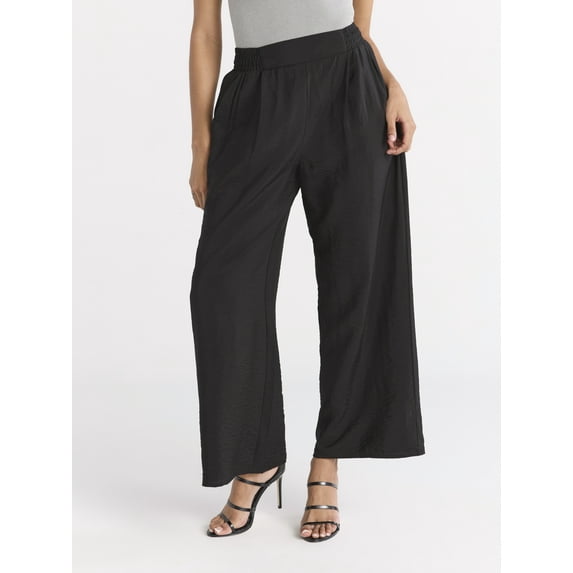 Sofia Jeans Women's and Women's Plus Drape Wide Leg Pants, 27" Inseam, Sizes XS-4X