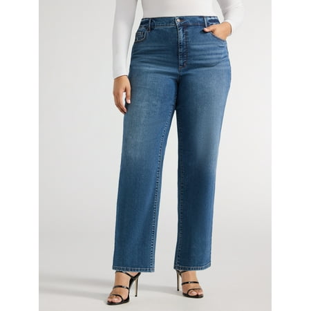 Sofia Jeans Women's Eden Slim Straight Super High Rise Jeans, 29.5" Inseam, Sizes 14W-28W