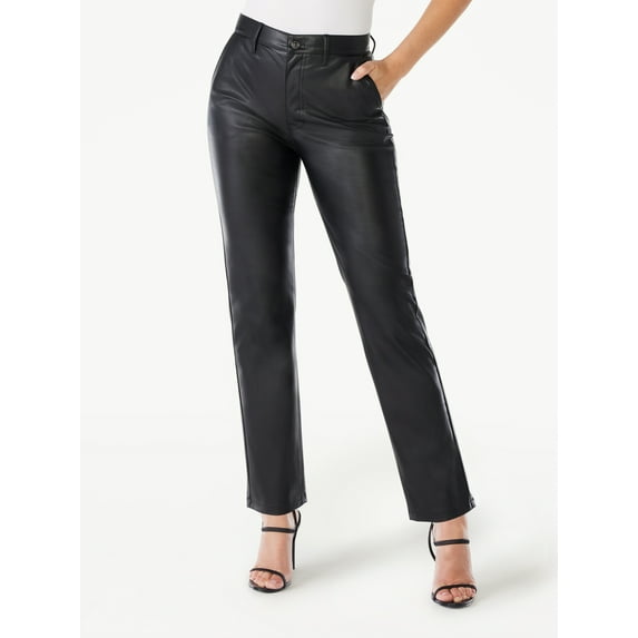 Sofia Jeans Women's Eden Straight Super High Rise Faux Leather Pants, 30.5" Inseam, Sizes 2-20
