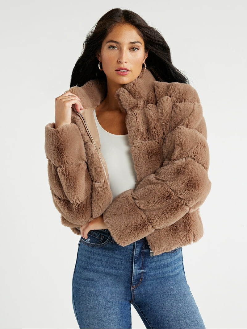 Sofia Jeans Women's Faux Fur Chubby Jacket, Sizes XXS-3XL