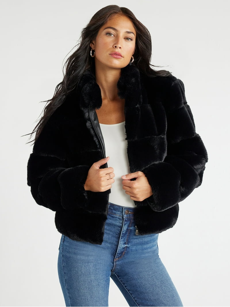 Sofia Jeans Women's Faux Fur Chubby Jacket, Sizes XXS-3XL