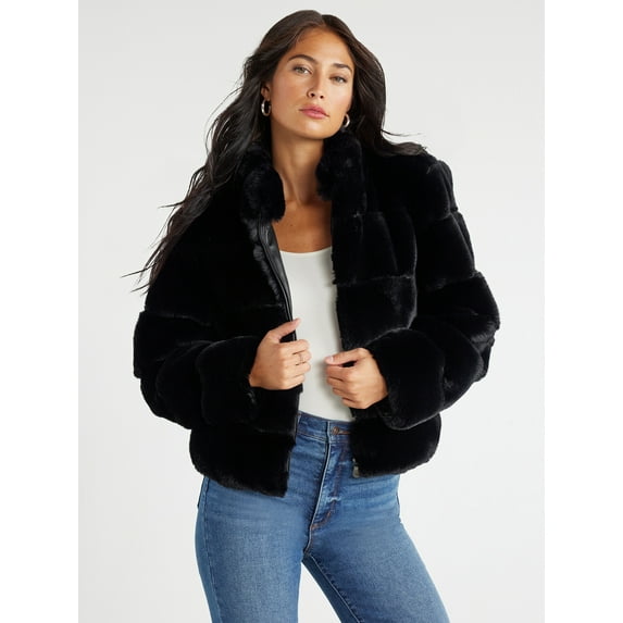 Sofia Jeans Women's Faux Fur Chubby Jacket, Sizes XXS-3XL