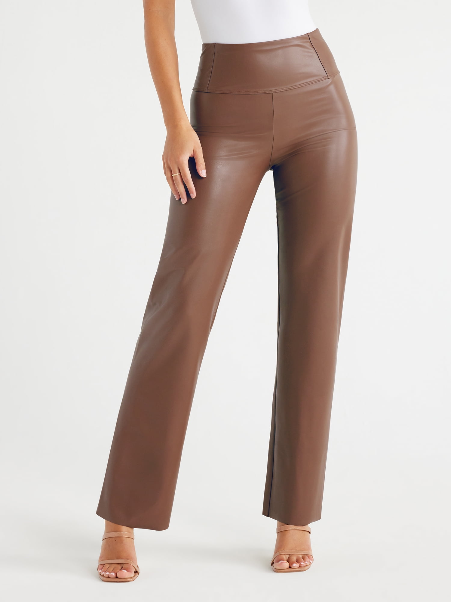 Sofia Jeans Women's Faux Leather Bootcut Pants, 32.5 Inseam
