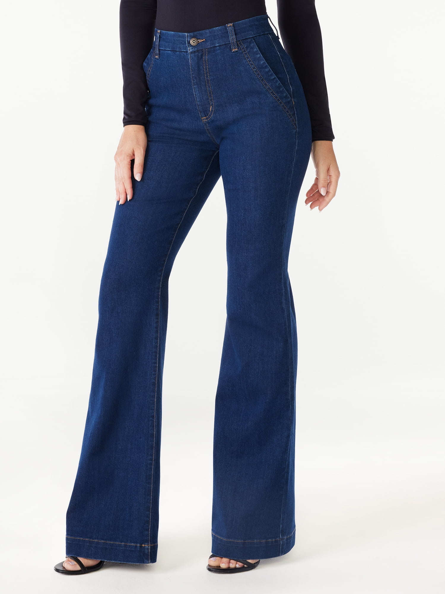 Sofia Jeans Women's Flare Trouser High-Rise Jeans, 30.5 inseam 