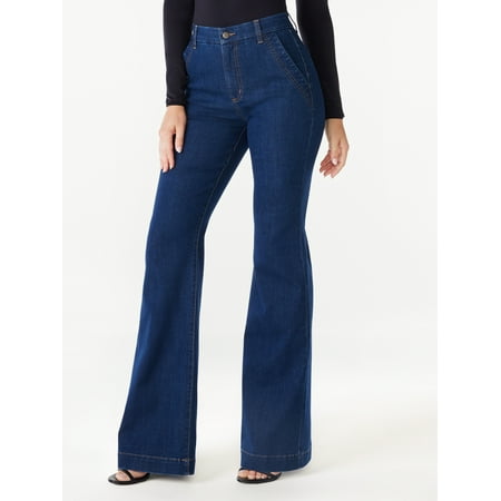 Sofia Jeans Women's Flare Trouser High-Rise Jeans, 30.5" inseam
