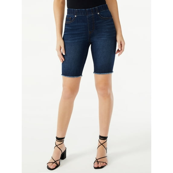 Sofia Jeans Women's Gabriela Pull On High Rise Bermuda Denim Shorts