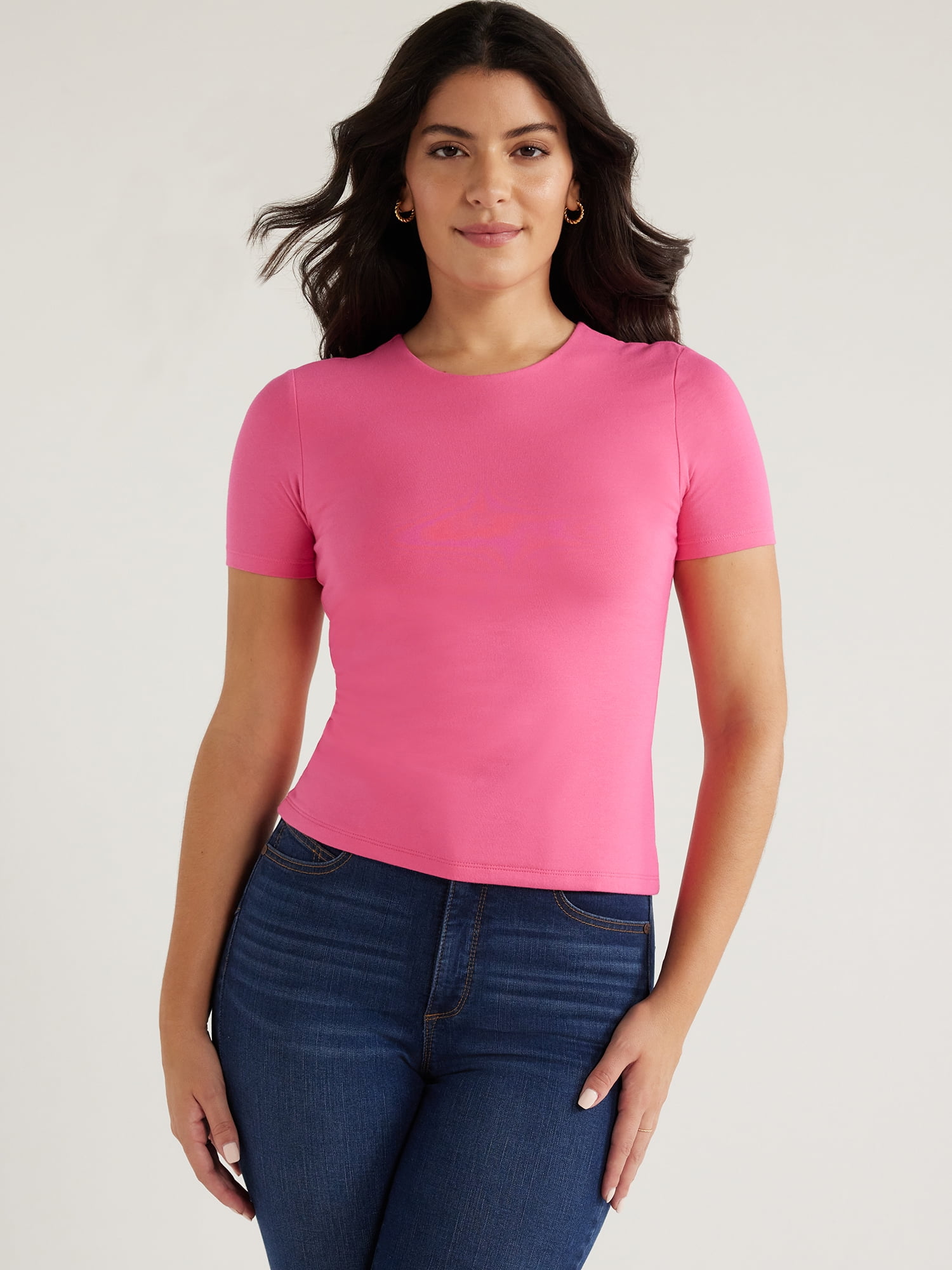 Sofia Jeans Women's High Neck Tee with Short Sleeves, Sizes XS-3XL