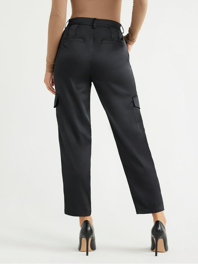 Sofia Jeans Women's High Rise Satin Cargo Pants, 27