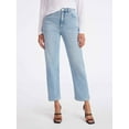 thumbnail image 1 of Sofia by Sofia Vergara Women's and Women's Plus Size Lana Embellished Relaxed Straight Cropped High Rise Jeans, 26" Inseam, Sizes 0-26, 1 of 4