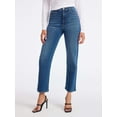 thumbnail image 1 of Sofia by Sofia Vergara Women's and Women's Plus Size Lana Embellished Relaxed Straight Cropped High Rise Jeans, 26" Inseam, Sizes 0-26, 1 of 4