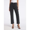 thumbnail image 1 of Sofia by Sofia Vergara Women's and Women's Plus Size Lana Embellished Relaxed Straight Cropped High Rise Jeans, 26" Inseam, Sizes 0-26, 1 of 4