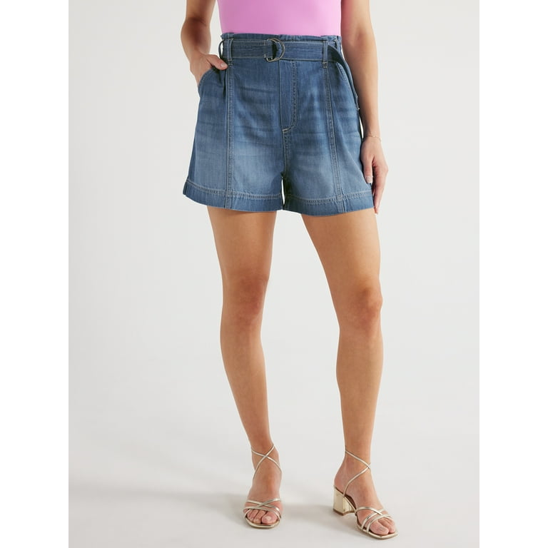 Sofie Distressed HIghrise Denim Cutout Shorts Sofie Distressed HIghrise Denim Cutout Shorts