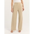thumbnail image 1 of Sofia Jeans Women's and Women's Plus Linen Blend Wide Leg Pants, 32" Inseam, Sizes 0-28W, 1 of 5