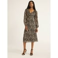 thumbnail image 1 of Sofia Jeans Women's Empire Dress with Long Sleeves, Mid Calf Length, Sizes XS-XXXL, 1 of 4