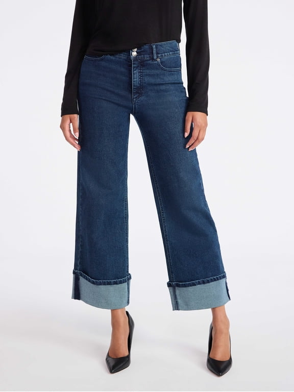 Sofia by Sofia Vergara Women's and Women's Plus Margot Wide Crop Super High Rise Jeans, 27" Inseam, Sizes 0-28