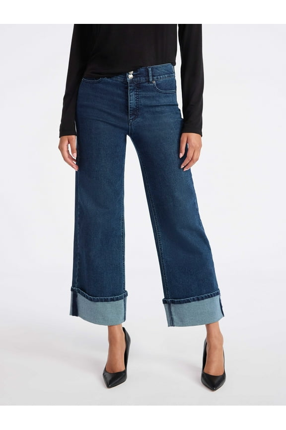 Sofia by Sofia Vergara Women's and Women's Plus Margot Wide Crop Super High Rise Jeans, 27" Inseam, Sizes 0-28