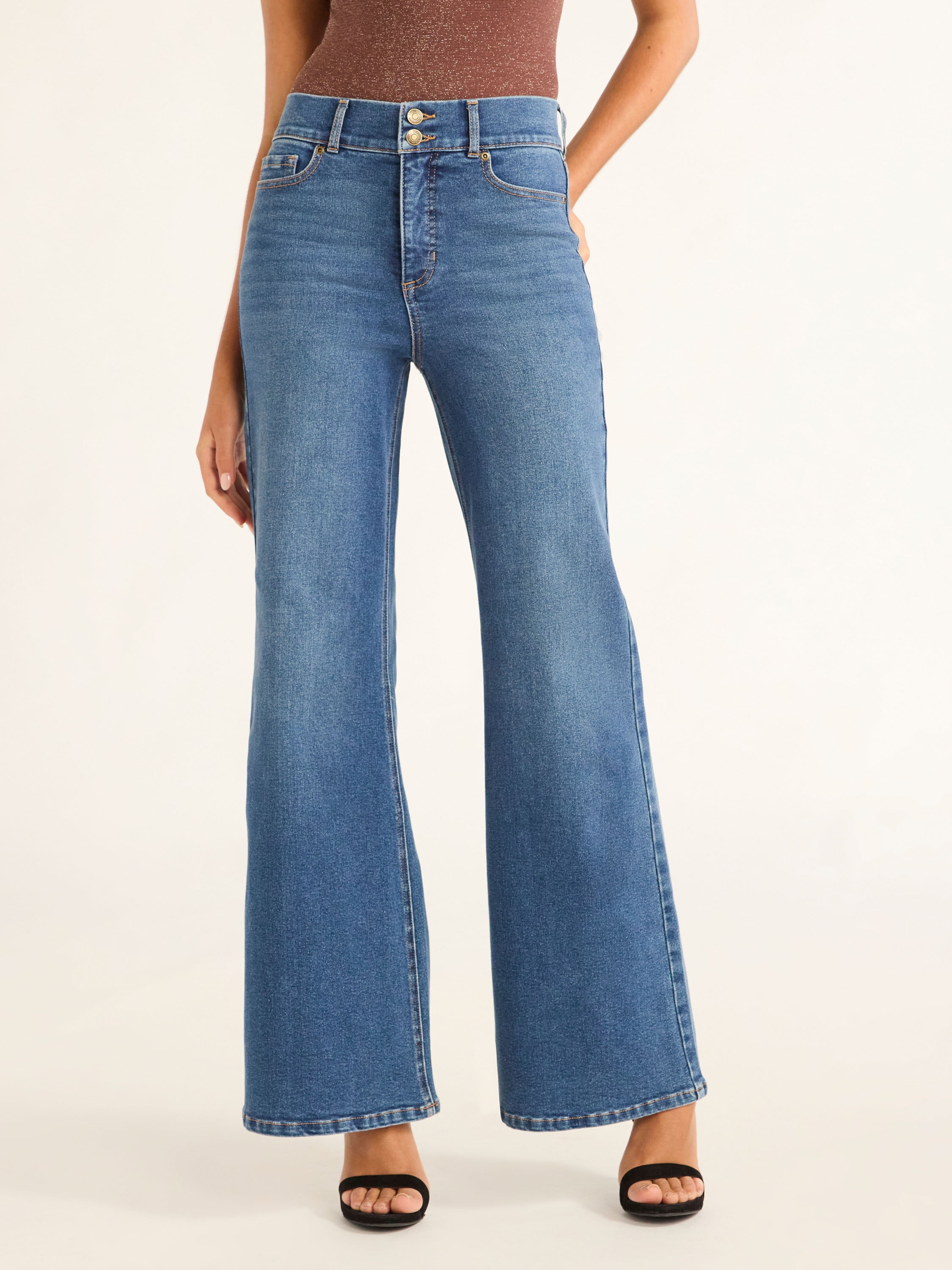 Sofia by Sofia Vergara Women's and Women's Plus Margot Wide Leg High Rise Jeans, 30.5" and 32.5" Inseams, Sizes 0-28