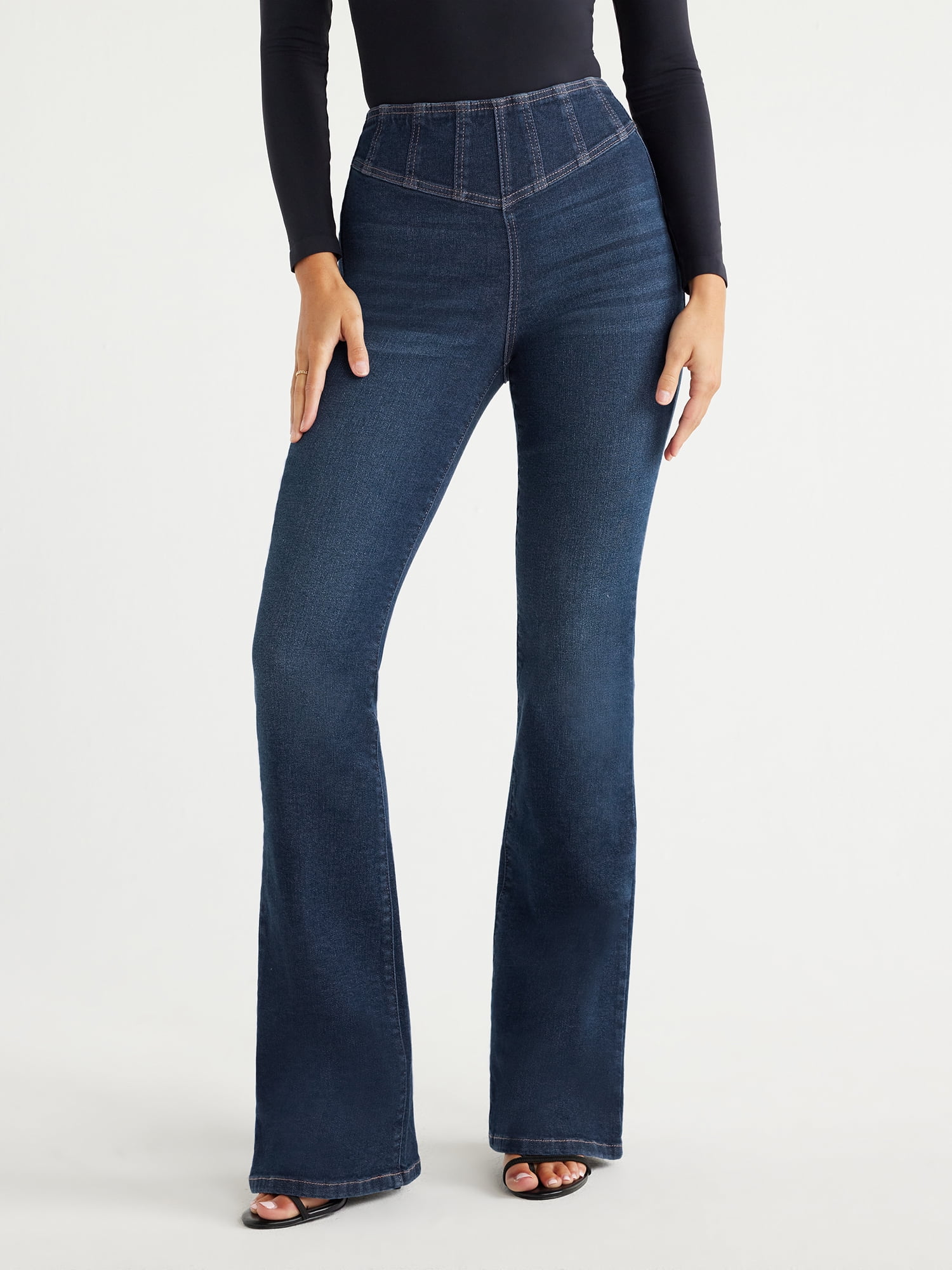 Sofia Jeans Women's Melisa Curvy Flare Super High Rise Corset Jeans, 33 ...