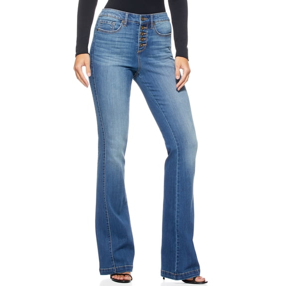 Sofia Jeans Women's Melisa Flare High Rise Button Fly Side Panel Jeans