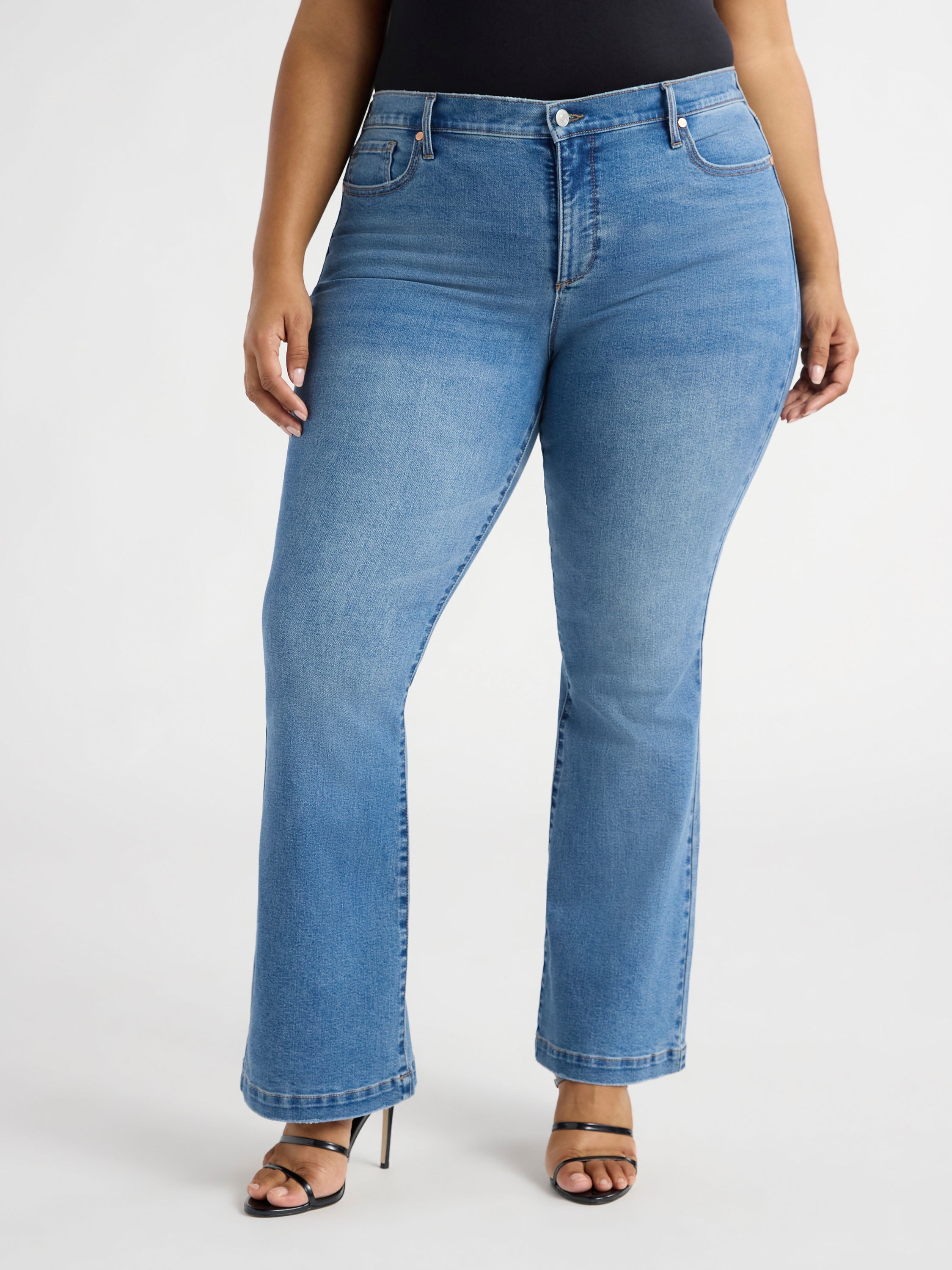 Sofia by Sofia Vergara Women's and Women's Plus Melisa Flare High Rise Jeans, 30.5", 32.5" and 34.5" Inseams, Sizes 0-28