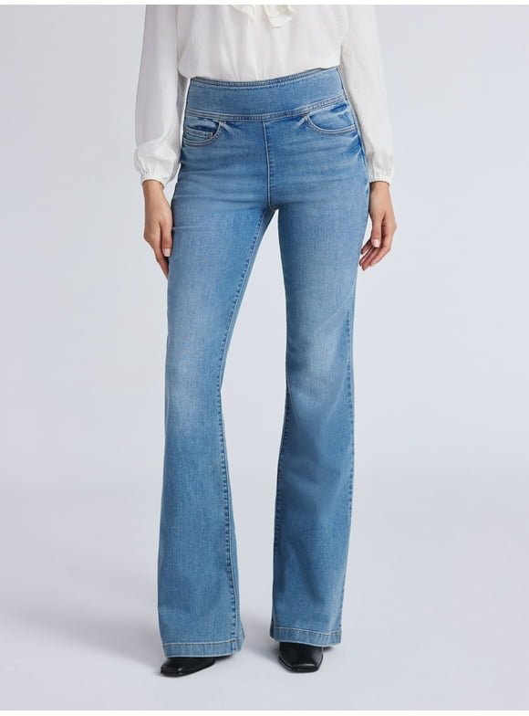 Sofia by Sofia Vergara Women's and Women's Plus Melisa Flare High Rise Pull On Jeans, 30.5", 32.5" and 34.5" Inseams, Sizes 0-28