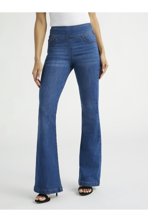 Sofia by Sofia Vergara Women's and Women's Plus Melisa Flare High Rise Pull On Jeans, 30.5", 32.5" and 34.5" Inseams, Sizes 0-28