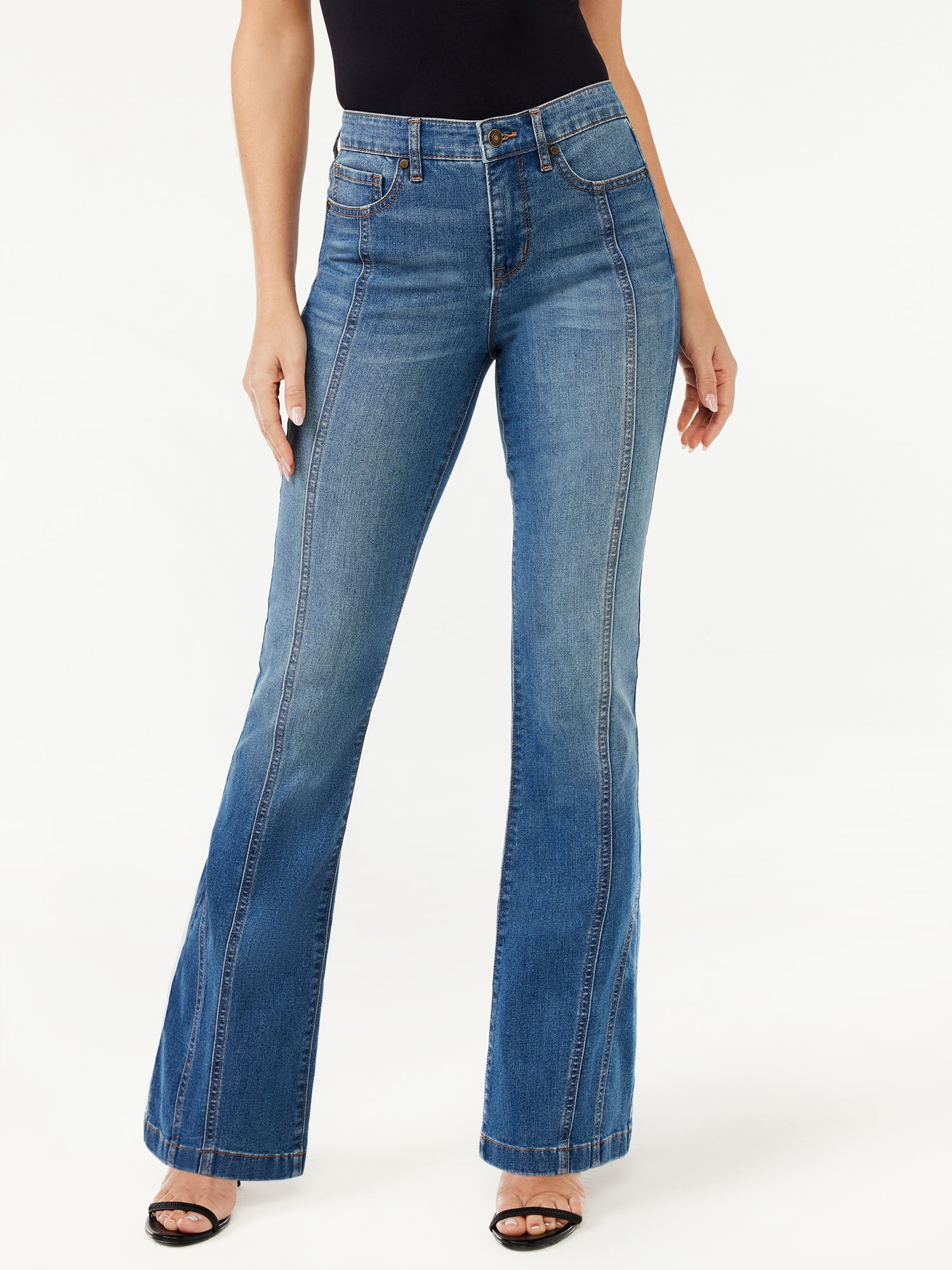 Sofia Jeans Women's Melisa High Rise Seamed Flare Jeans 