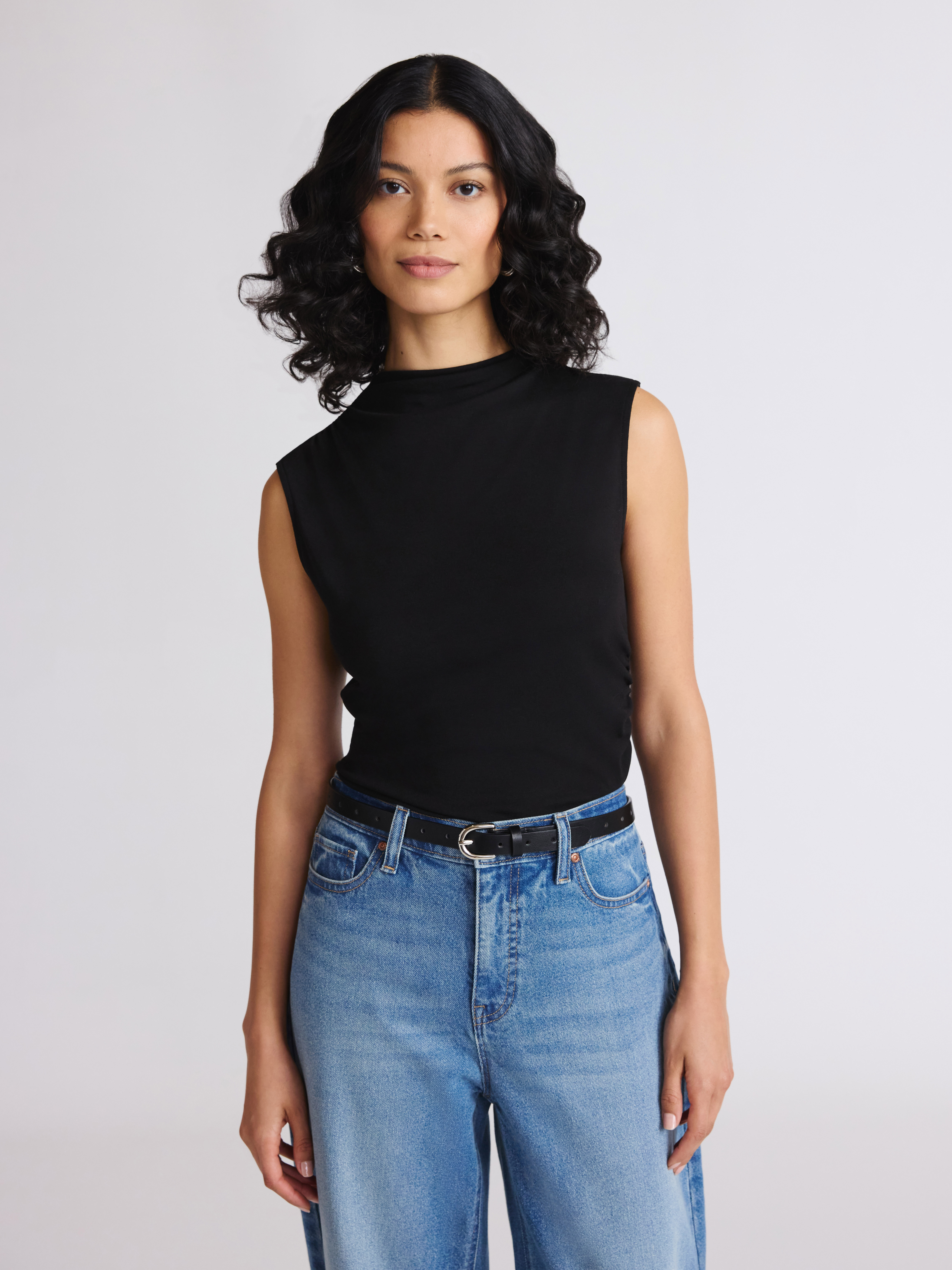 Sofia by Sofia Vergara Women's Mock Neck Ruched Ta