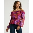thumbnail image 1 of Sofia Jeans Women's and Women's Plus Off Shoulder Top with Long Sleeves, Sizes XS-5X, 1 of 4