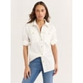 thumbnail image 1 of Sofia Jeans Women's and Women's Plus Sofia Oversized Boyfriend Shirt with Long Sleeves, Sizes XS-4X, 1 of 4