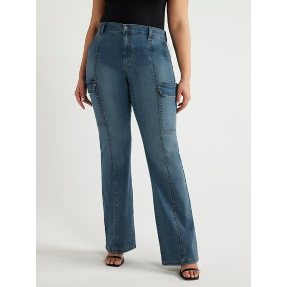 Sofia Jeans Women's Plus Marisol Bootcut Mid Rise Cargo Jeans, 0-28W