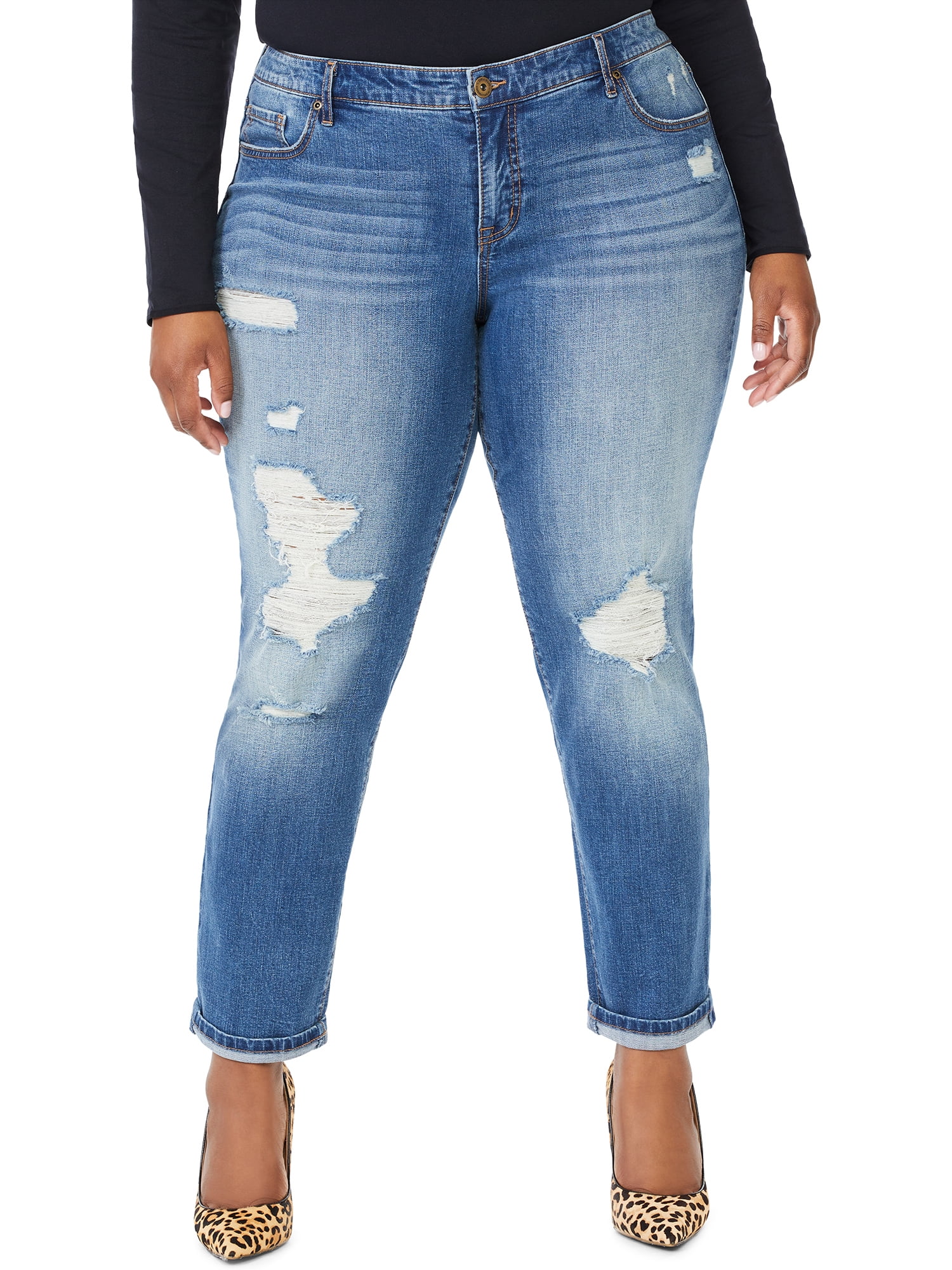 Buy Boyfriend Mid Rise Slim Leg Jeans Plus Size for USD 78.00 | Silver Jeans  US New