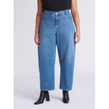 Sofia by Sofia Vergara Women's and Women's Plus Barrel Super High Rise Jeans, 27" Inseam, Sizes 0-28