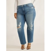 Sofia Jeans Women's Plus Size Beatrix Relaxed Boyfriend Mid Rise Jeans, 26" Inseam, Sizes 14W-28W