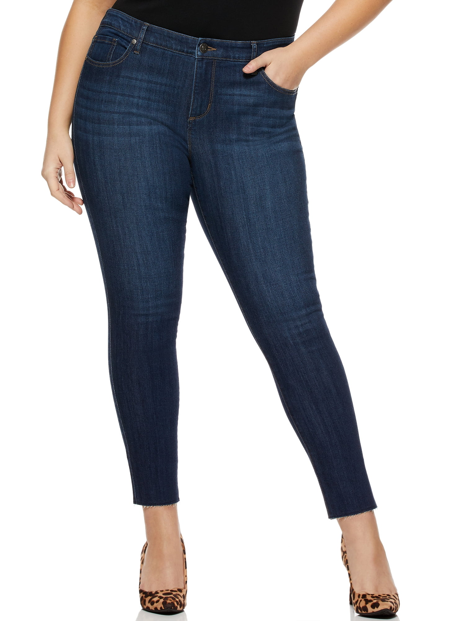 Sofia Jeans Women's Plus Size Curvy Skinny Mid-Rise Stretch Ankle Jeans ...