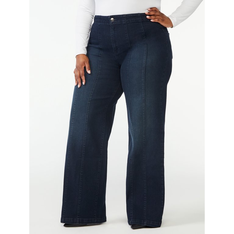 Sofia Jeans Women's Plus Size Curvy High Rise Zip Fly Flare Jeans 