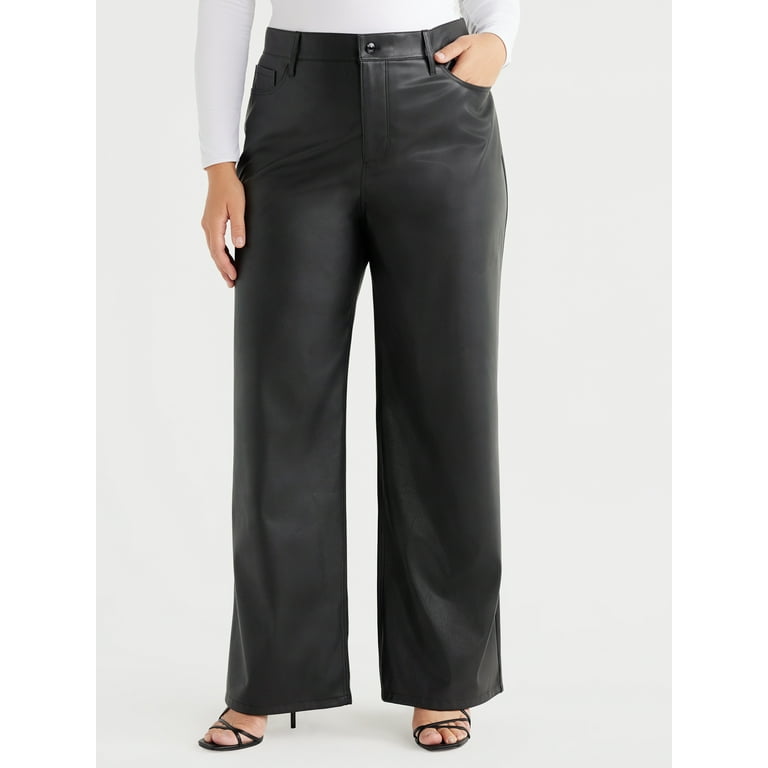 Sofia Jeans Women's Plus Size Diana Palazzo Super High Rise Faux Leather  Pants, 32.5 Inseam, Sizes 14W-28W