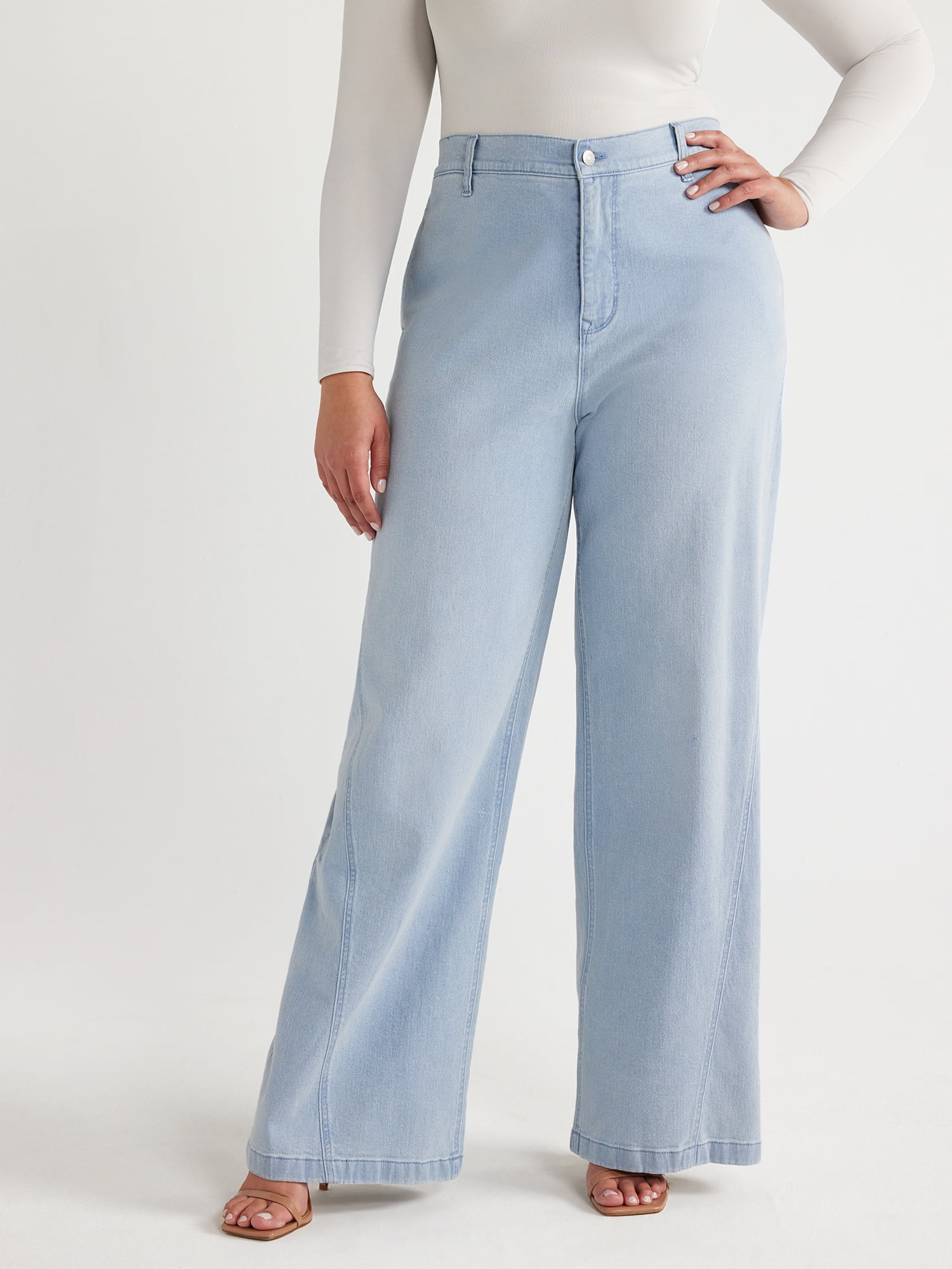 Sofia Jeans Women's Plus Size Diana Palazzo Super High Rise Seamed Jeans,  32.5 Inseam, Sizes 14W-28W 