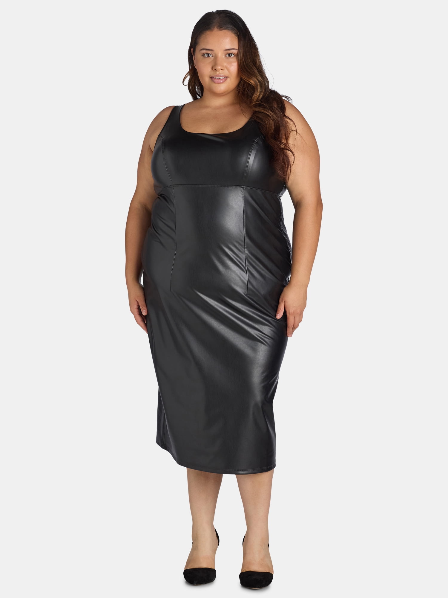 Sofia Jeans Women s and Women s Plus Size Faux Leather Dress Below Knee Length Sizes XS 5X