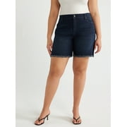 SOFIA JEANS BY SOFIA VERGARA Sofia Jeans Women's Plus Size Gabriella Mid Rise Frayed Hem Bermuda Shorts, 7" Inseam, Sizes 14W-28W