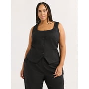 SOFIA JEANS BY SOFIA VERGARA Sofia Jeans Women's Plus Size Linen Blend Fitted Vest, Sizes 1X-4X