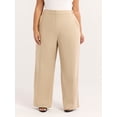 thumbnail image 1 of Sofia Jeans Women's and Women's Plus Linen Blend Wide Leg Pants, 32" Inseam, Sizes 0-28W, 1 of 4