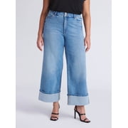 Sofia by Sofia Vergara Women's and Women's Plus Margot Wide Crop Super High Rise Jeans, 27" Inseam, Sizes 0-28