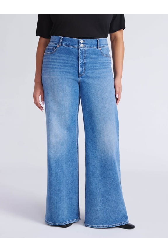 Sofia by Sofia Vergara Women's and Women's Plus Margot Wide Leg High Rise Jeans, 30.5" and 32.5" Inseams, Sizes 0-28
