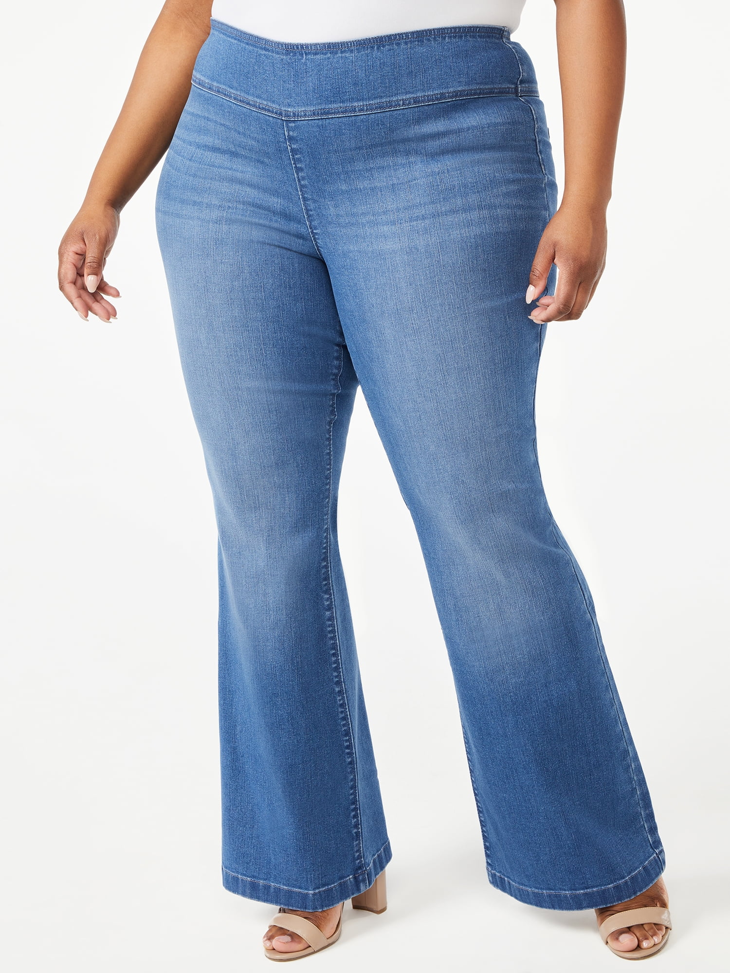Sofia Jeans Women's Plus Size Melisa Curvy Flare Pull-On Jeans