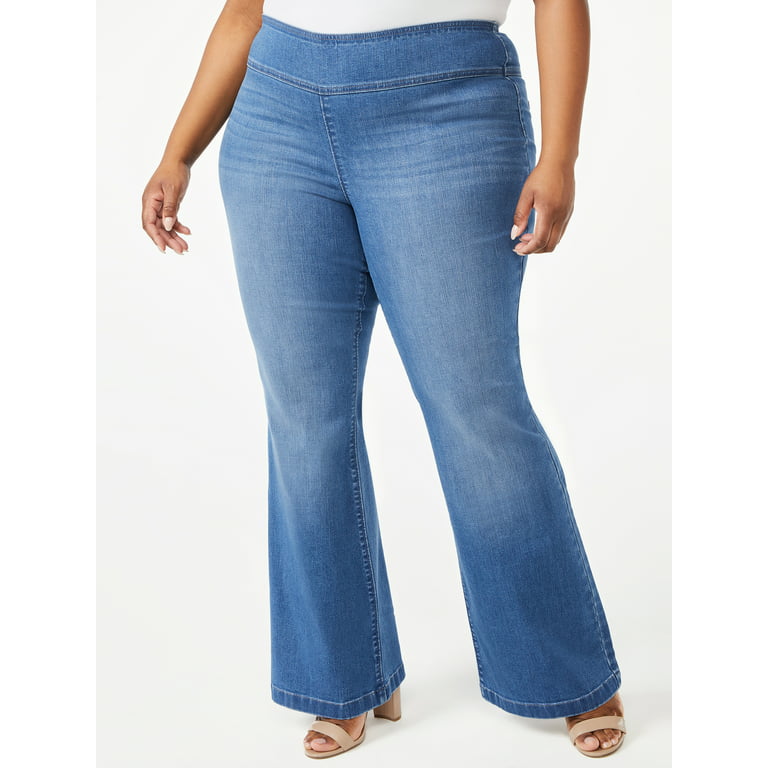 Sofia Jeans Women's Plus Size Melisa Curvy Flare Pull-On Jeans