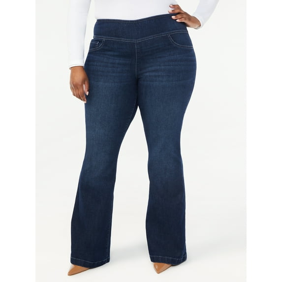 Sofia Jeans Women's Plus Size Melisa Curvy Flare Pull-On Jeans