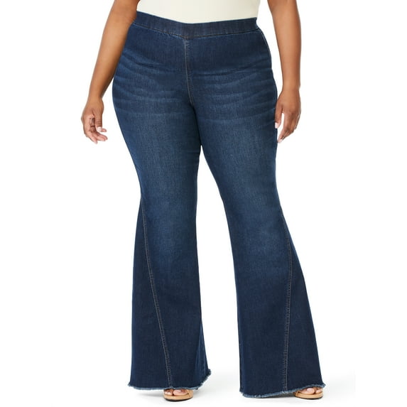 Sofia Jeans Women's Plus Size Melisa Curvy High-Rise Super Flare Pull-On Jeans